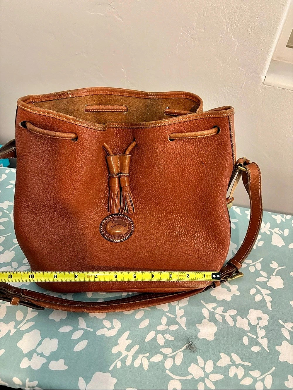 Dooney & Bourke Pebble Grain Drawstring Bucket Bag Brown